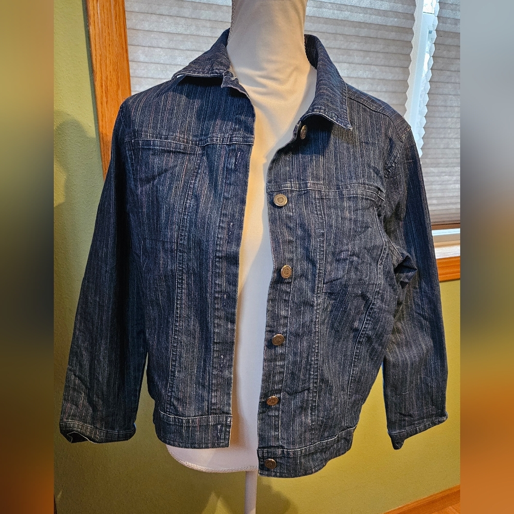 Breckenridge Denim Jacket With Stripes. Medium Petite